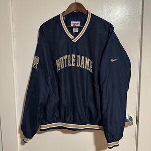 Vintage Reebok Notre Dame Fighting Irish Pullover Jacket XL Navy Korea Made